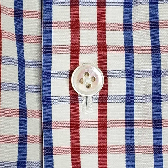 Bonobos Men's 16/34 M Long Sleeve Red Blue Plaid Button Down Tailored Slim Fit - Picture 5 of 8